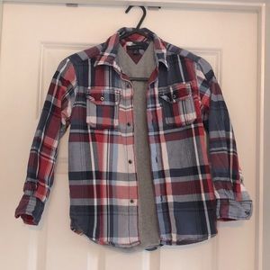 Tommy Hilfiger plaid button-up - lined - S/P (6-7)